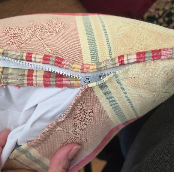 Country Cottage Plaid Accent Pillow  GrannyCore VTG 90s Yellow Pink Large 18x18 - Picture 14 of 16